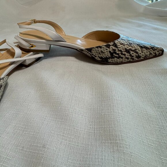 Jennifer Chamandi Women's White Vittorio Snakeskin Flats - Picture 3 of 6